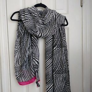 Lane Bryant Black and White with Pink Scarf